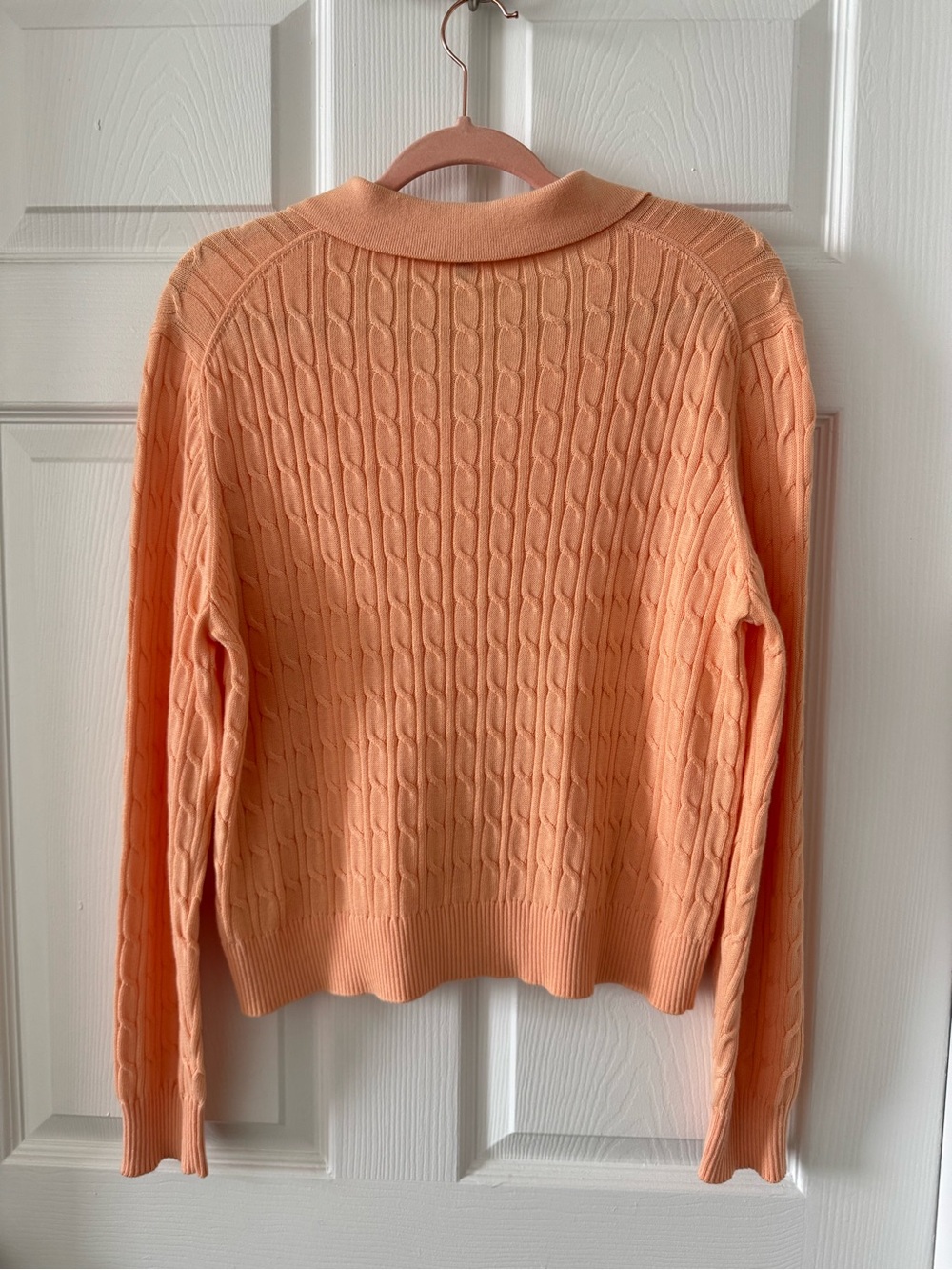 Margaret O’Leary Peach Cable Knit Button-Front Women’s Sweater - Picture 2 of 6